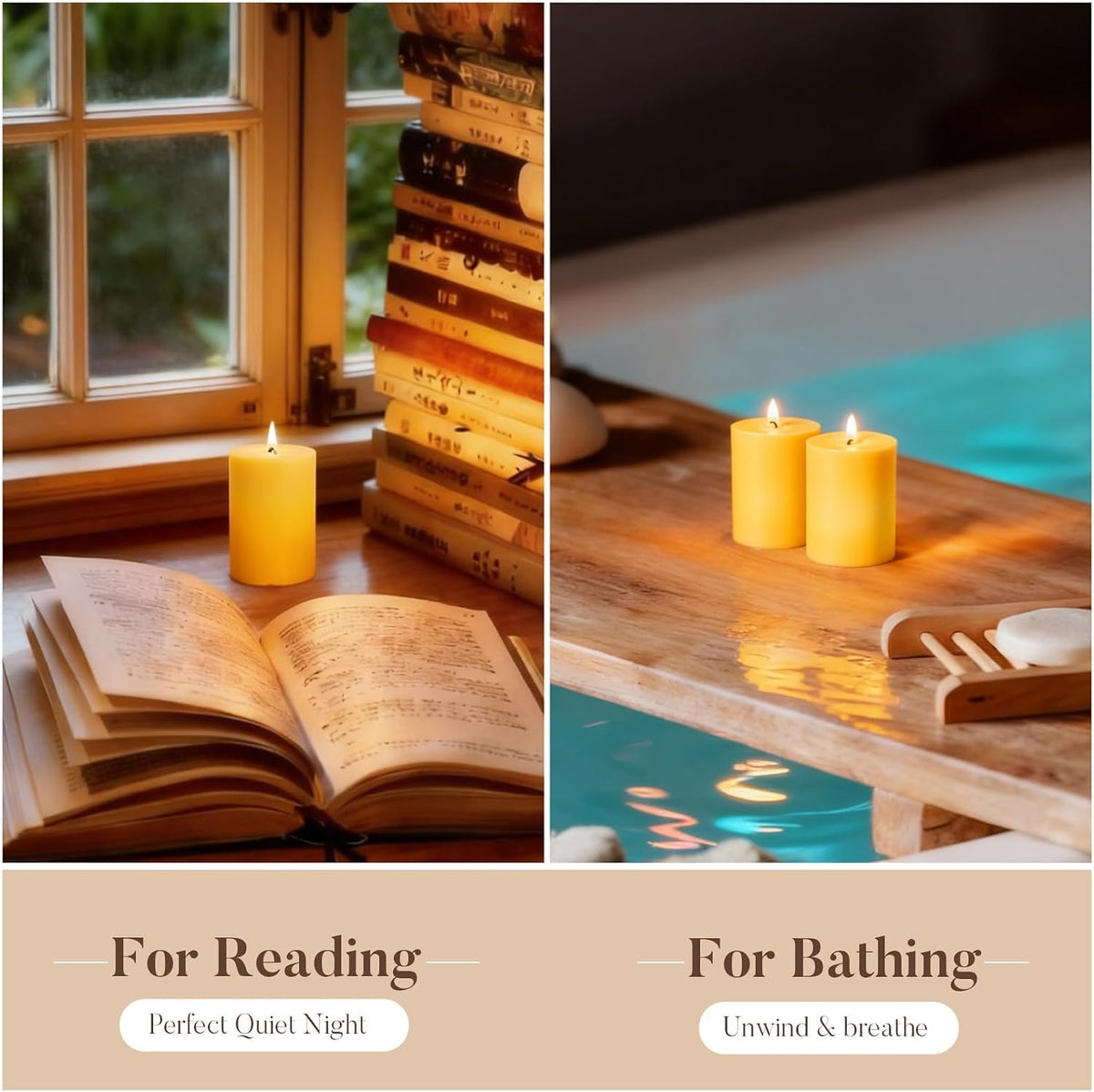 Crenovo 3 Pack Beeswax Pillar Candles,2x3 Inch 100% Pure Organic Natural