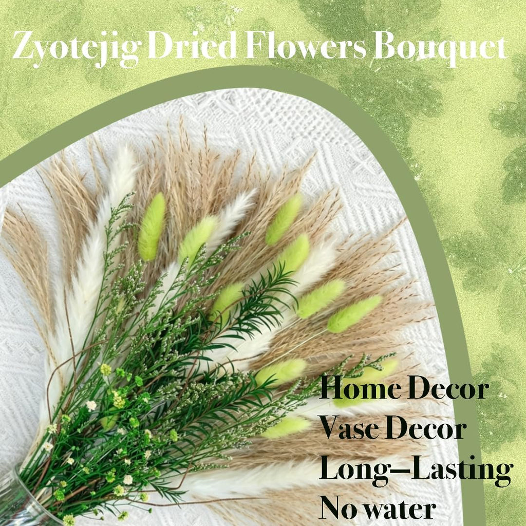 6 Kinds Green Pampas Grass Dried Flowers Bouquet