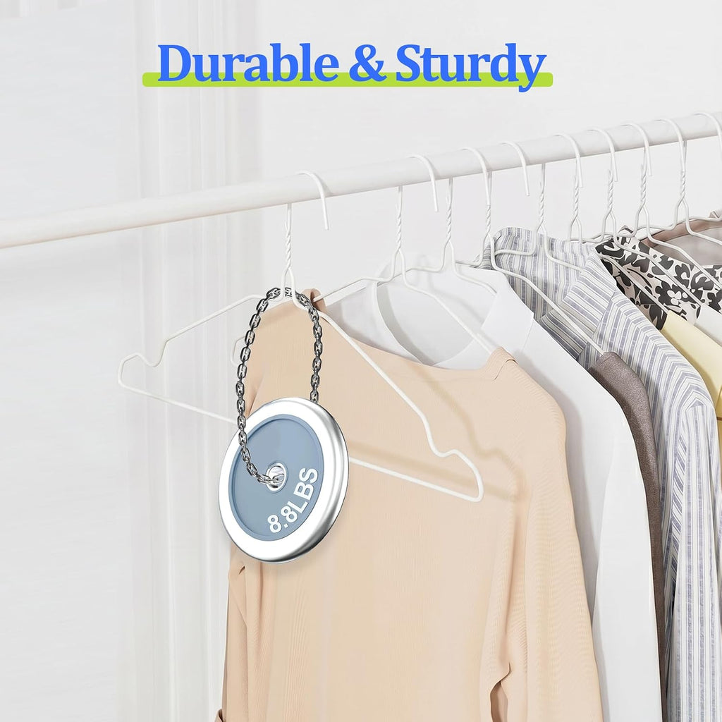 Space Saving Metal Wire Clothes Hangers, 50 Pack, 17 Inch, White