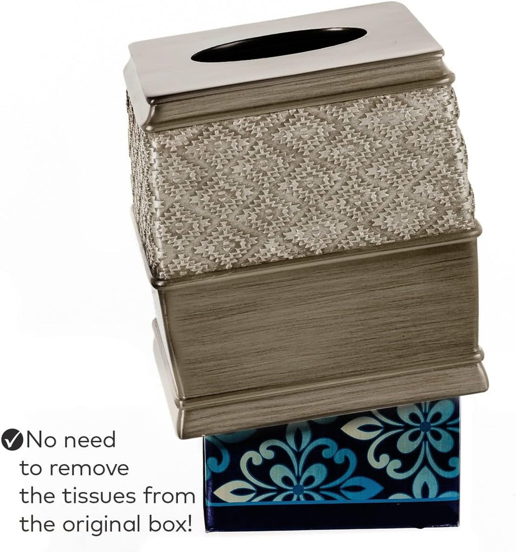Dublin Silver Square Resin Tissue Box Cover