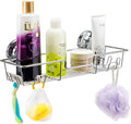 iPEGTOP Strong Suction Cup Adhesive Shower Caddy Bath Shelf Storage with Hooks, Combo Organizer Basket for Shampoo, Conditioner, Soap, Razor Bathroom Accessories - Rustproof Stainless Steel