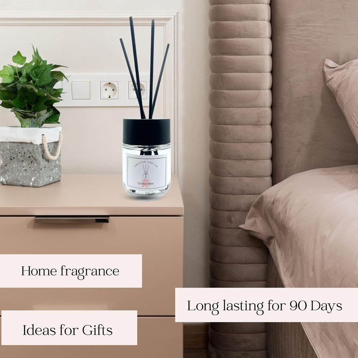 Reed Diffuser Set | 100 ml (3.4 fl oz) Lychee Bliss Scent | Reed Diffuser Set | Aromatherapy Diffusers | Reed Diffuser Oil for Home and Spa Fragrance