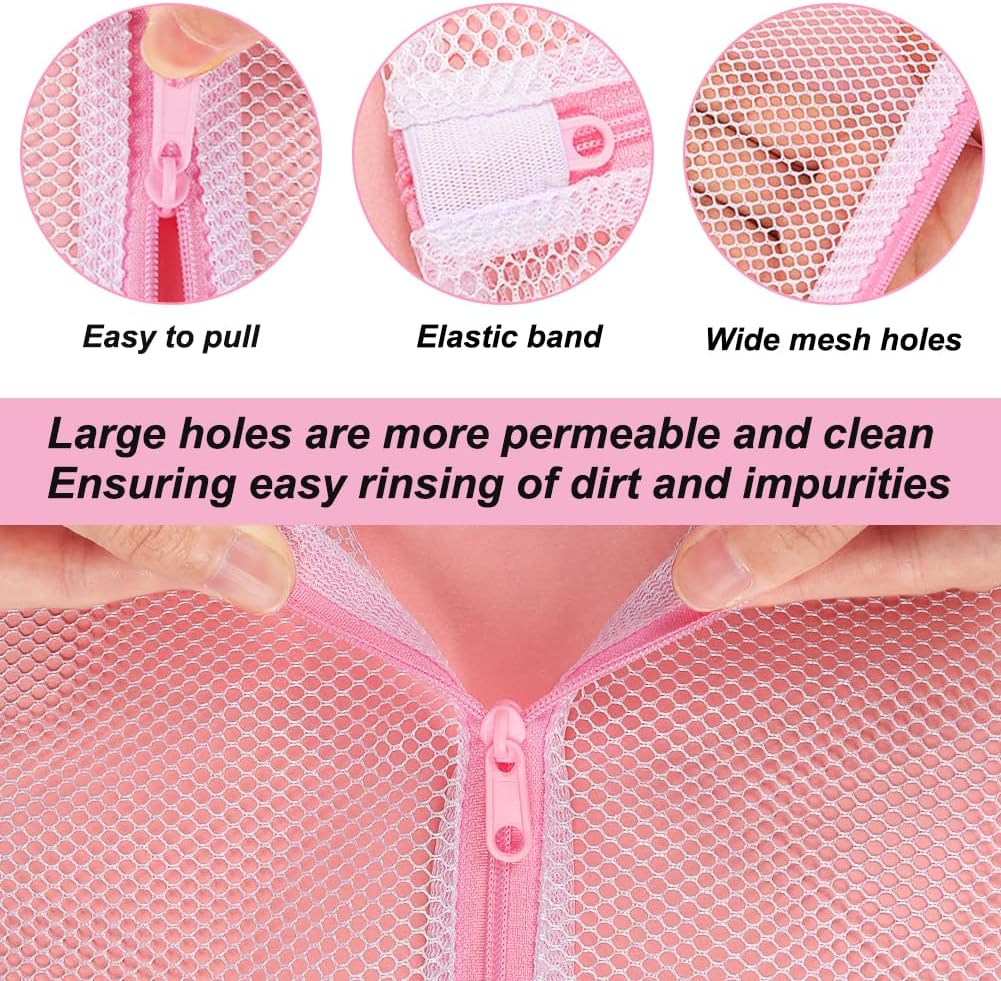Vivifying Mesh Laundry Bags, 4 Pack, 3 Sizes, Polyester Wash Bags