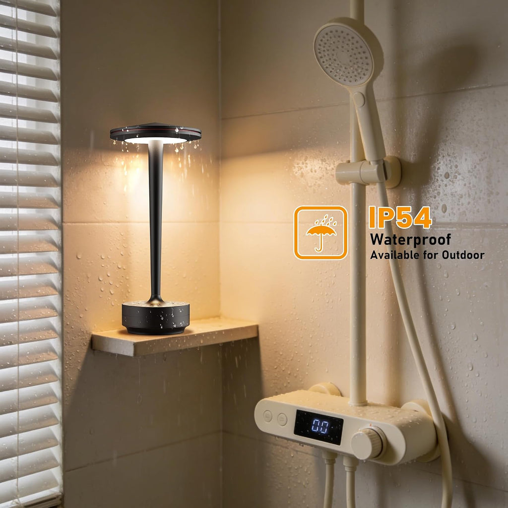 Cordless Rechargeable LED Table Lamp Set of 2 Black