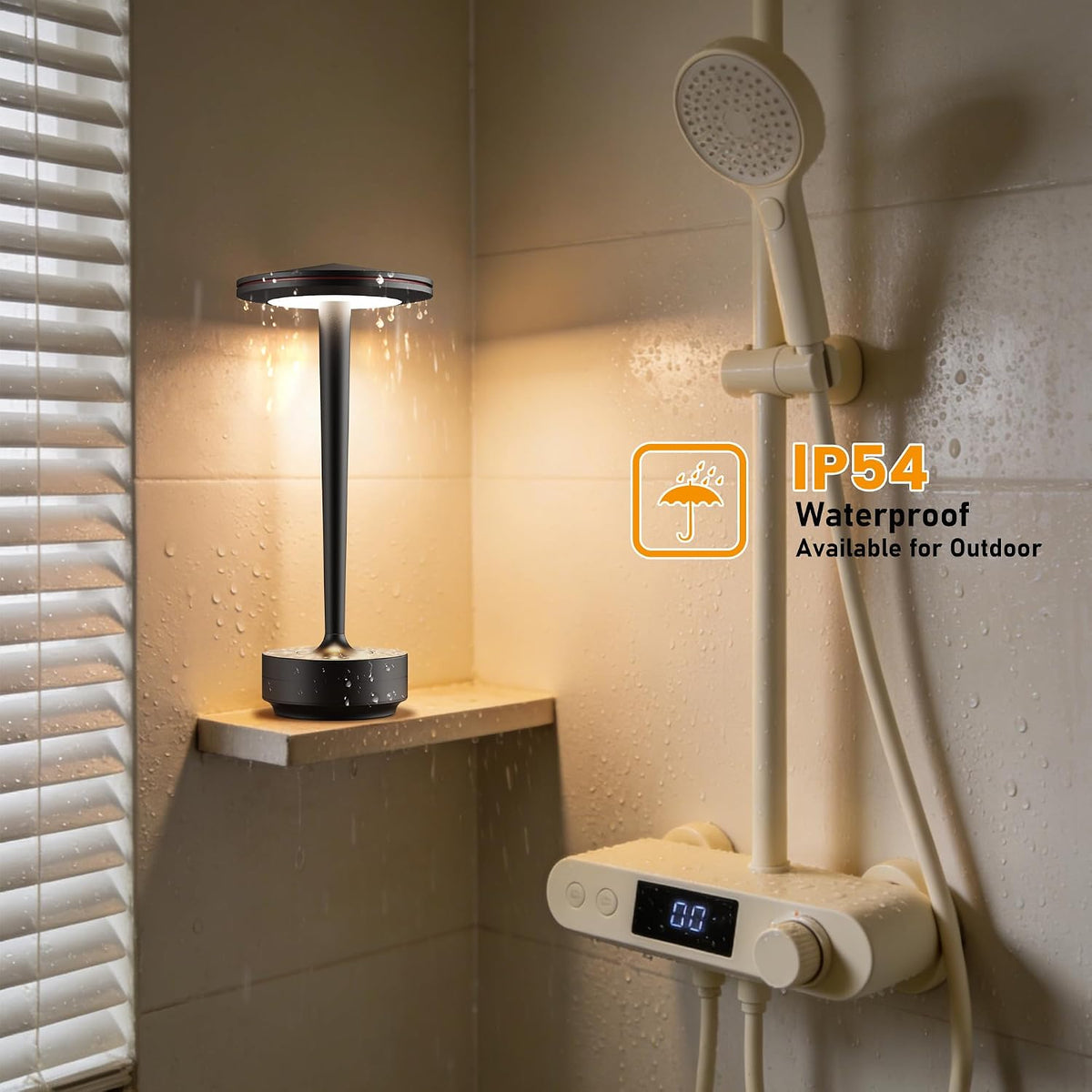 Cordless Rechargeable LED Table Lamp Set of 2 Black