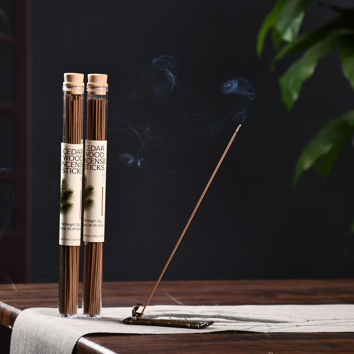 Natural Cedar Incense Sticks, 2 Tubes, Pure Cedarwood Incense, 1.4 oz