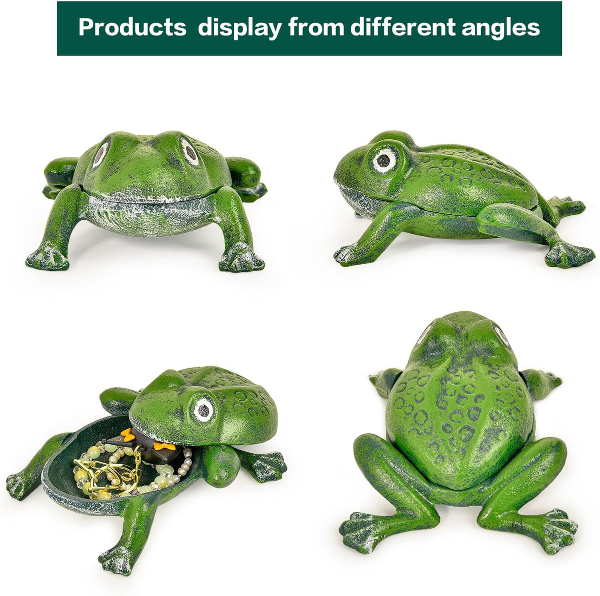 Sungmor Cast Iron Outdoor Frog Key Hider, Garden Statue–Antique Green