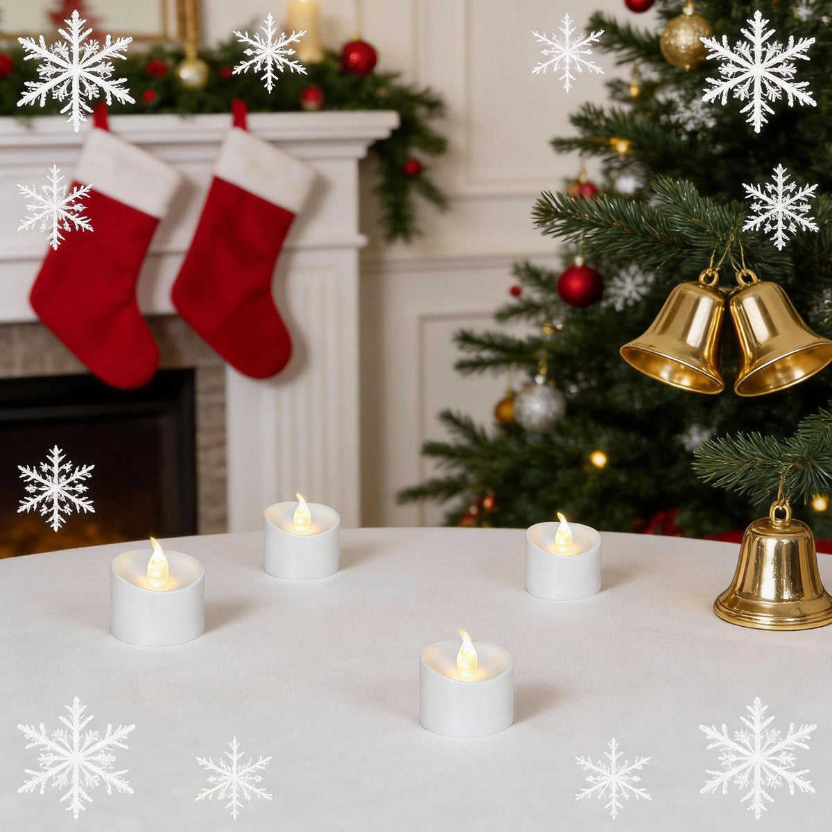 12/24/50/100/200 Pack Flickering LED Tea Lights, Last 100H+, Warm White
