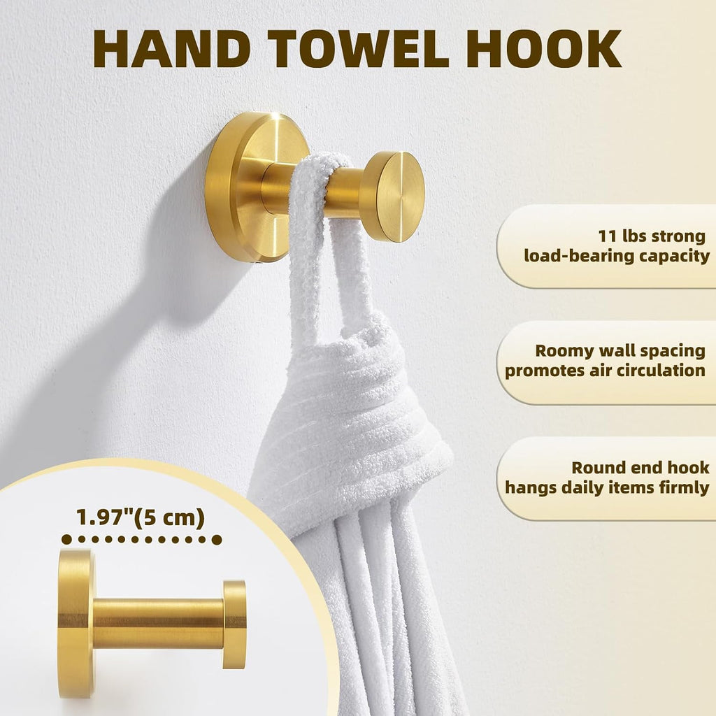 APLusee Brushed Dark Gold Towel Hook for Bathroom Entryway, Wall Mounted