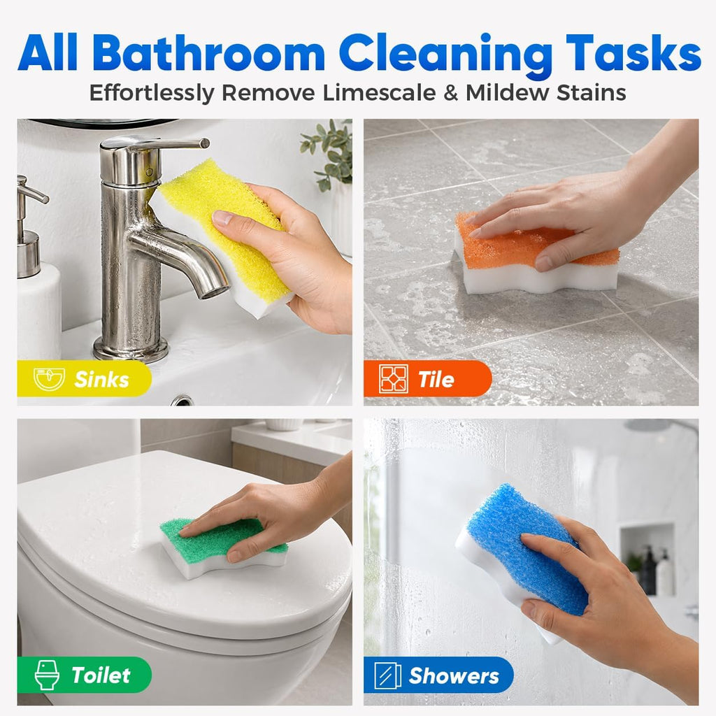 GLIMGLINT Magic Sponges Eraser for Shower and Tub, 6 PK Melamine Sponge