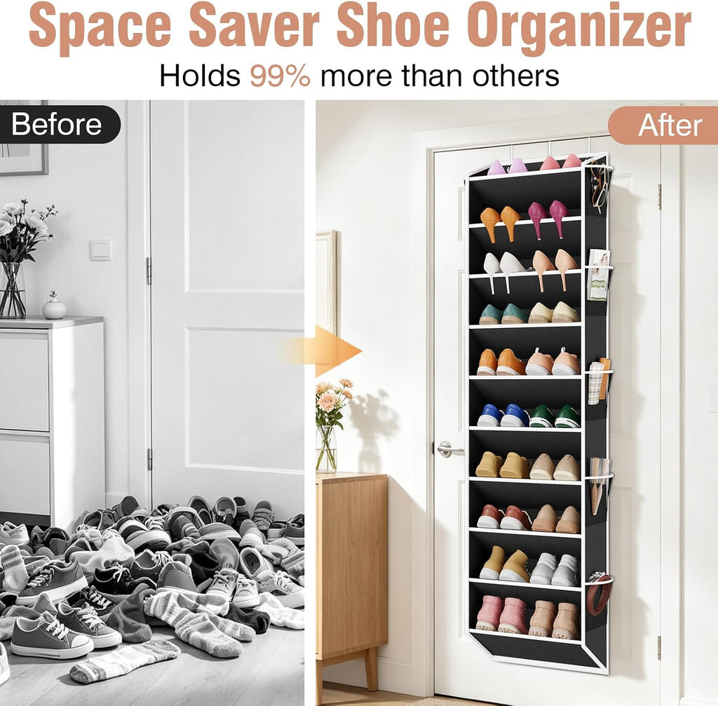 VTRIN Over the Door Shoe Organizer Hanging Shoe Rack for Closet, Black