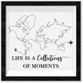 Black Travel Shadow Box Frame with Slot, Life is A Collections of Moments Boxes Frames for Fund, 8x8 Memory Box for Keepsakes, Travel Gifts and Decorations, 02