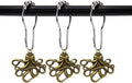 Set of 12 Octopus Shower Curtain Hooks Decorative Home Bathroom Squid Sea Creature Beast Stainless Steel Rustproof Brushed Nickel Rings with Octopus Decorative Accessories (Bronze)