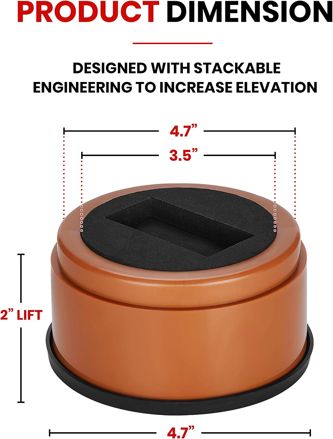 iPrimio Bed Risers 2" Lift, Heavy Duty, Round Caster Cup, Brown, 8 Pack