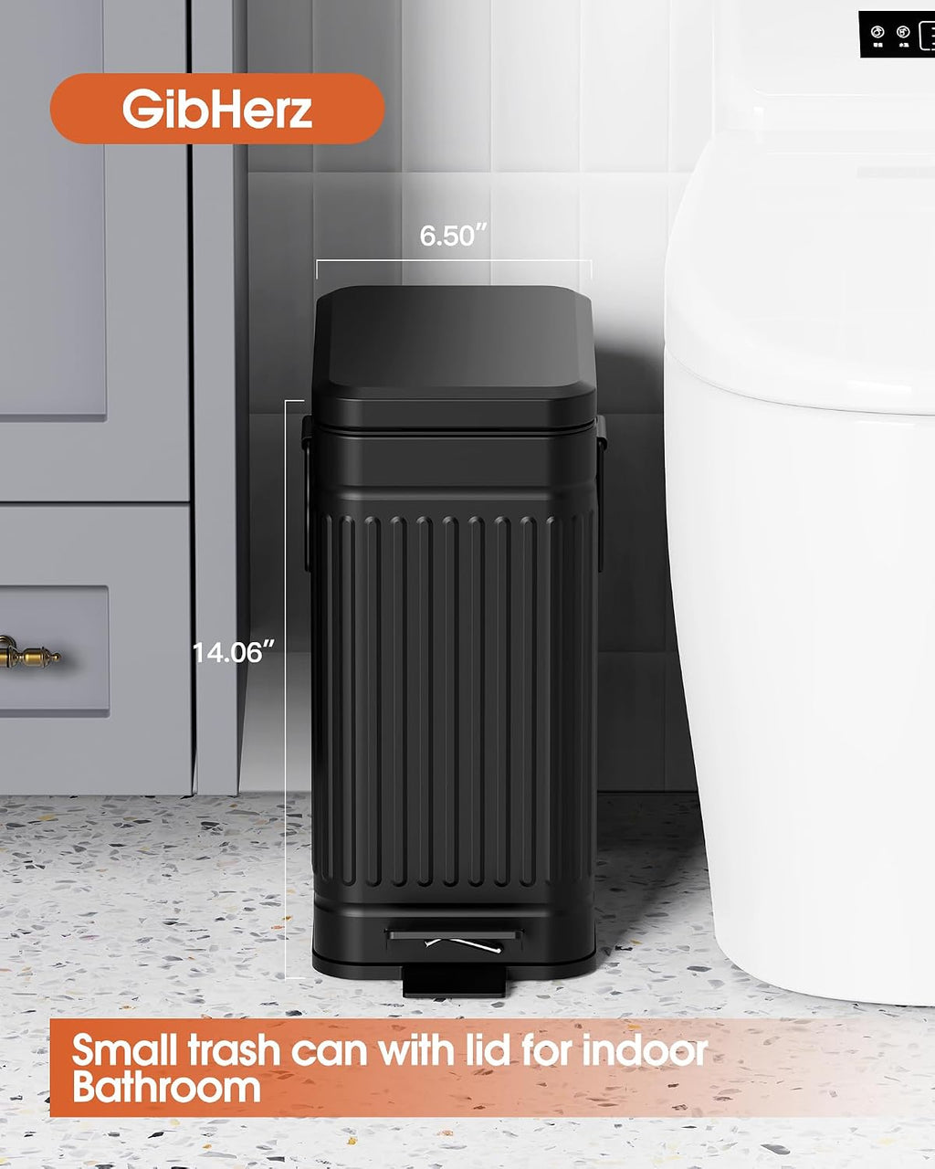 Small Trash Can with Lid, 2.6 Gal Dog Poop Trash Can, Black