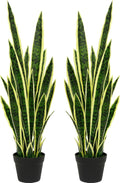 2 Pack Artificial Snake Plant, 24 Leaves Fake Snake Plant UV Resistant, 3FT
