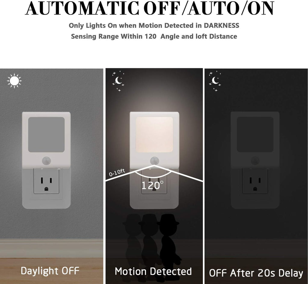 VINTAR 6 Packs Motion Sensor Dimmable Night Light, Auto Dusk to Dawn Sensor