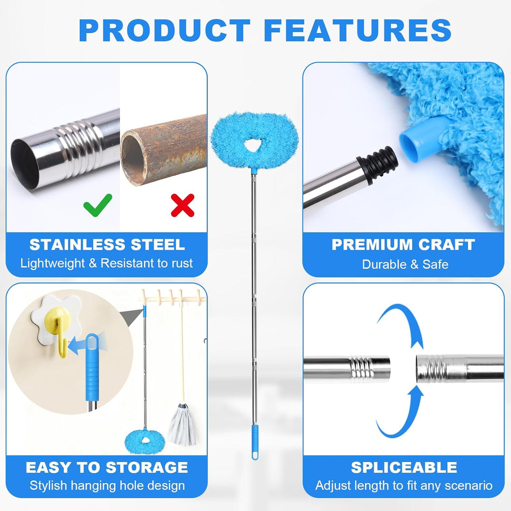 2PCS Ceiling Fan Cleaner Duster, Adjustable Microfiber Duster, Blue