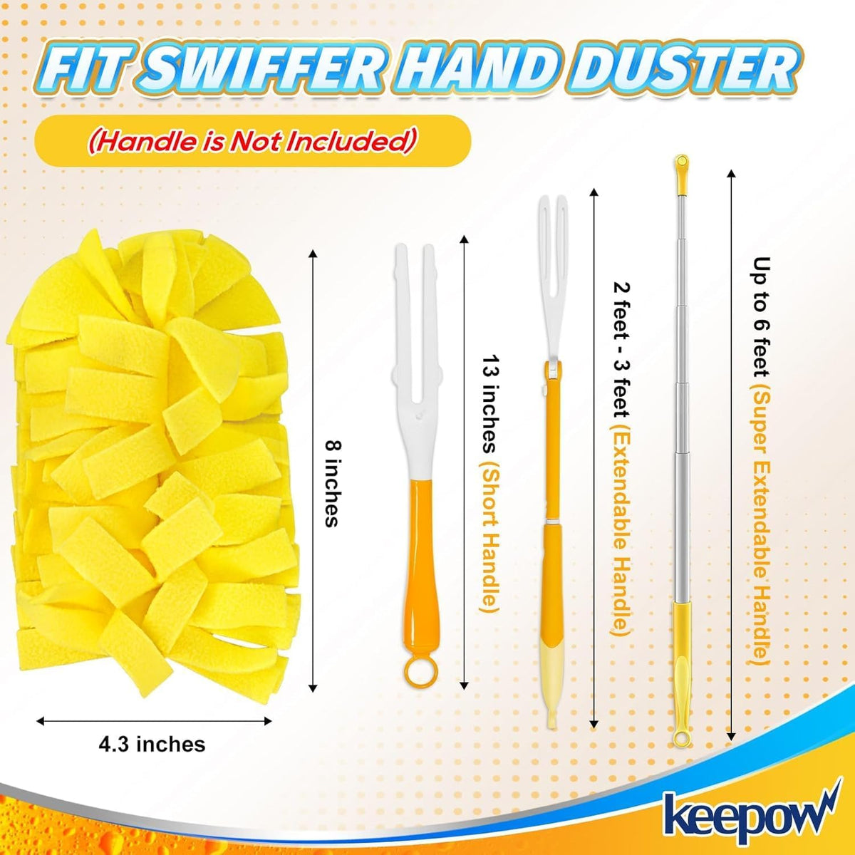 KEEPOW 12 Pack Refills Compatible with Swiffer Ext Handle, 360 Heavy Duty