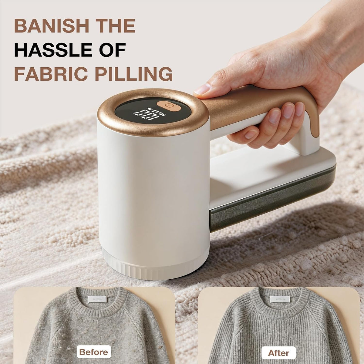 Rechargeable Fabric Shaver,3-Speed Lint Remover for Clothes,Platinum