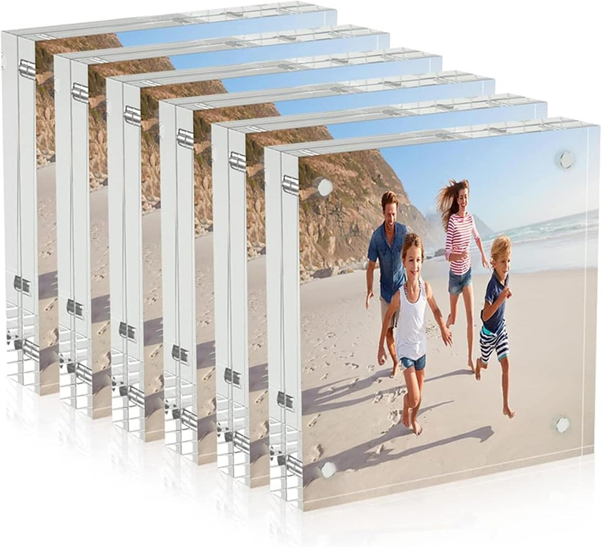 AITEE 4x4 Acrylic Picture Frames 6 Pack, Clear Picture Frames，20% Thicker
