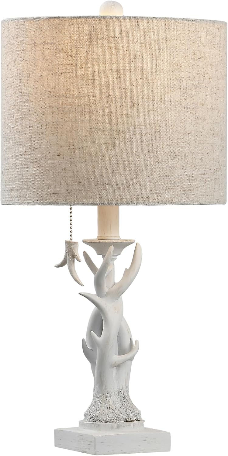 JONATHAN Y Gaston Rustic Faux Antler Resin Table Lamp 20.5", Antique White
