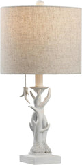 JONATHAN Y Gaston Rustic Faux Antler Resin Table Lamp 20.5", Antique White