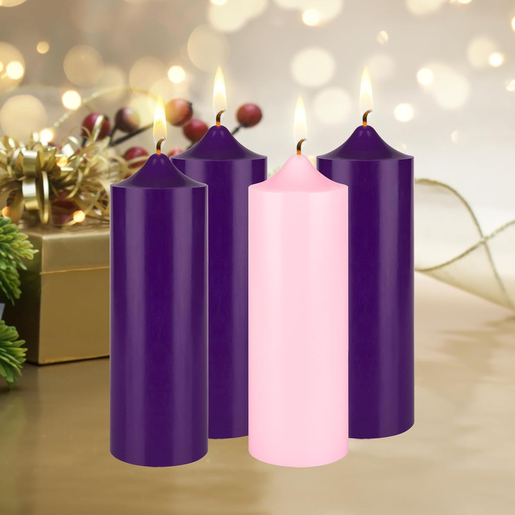 Mega Candles Unscented Advent Bell Top Pillar Candle Set 4 ct 3" x 9"