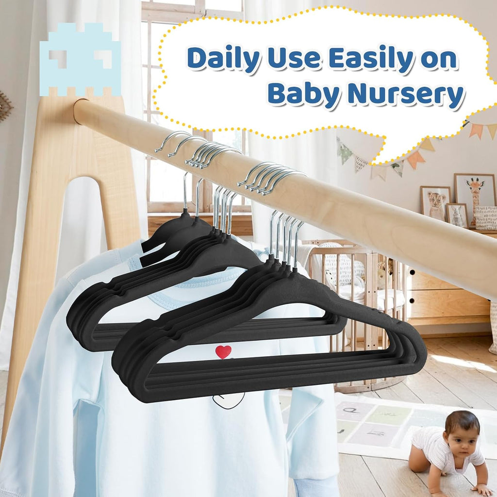 Smartor Premium 11 Inch Baby Hangers 50 Pack, Kids Velvet Hanger, Non Slip