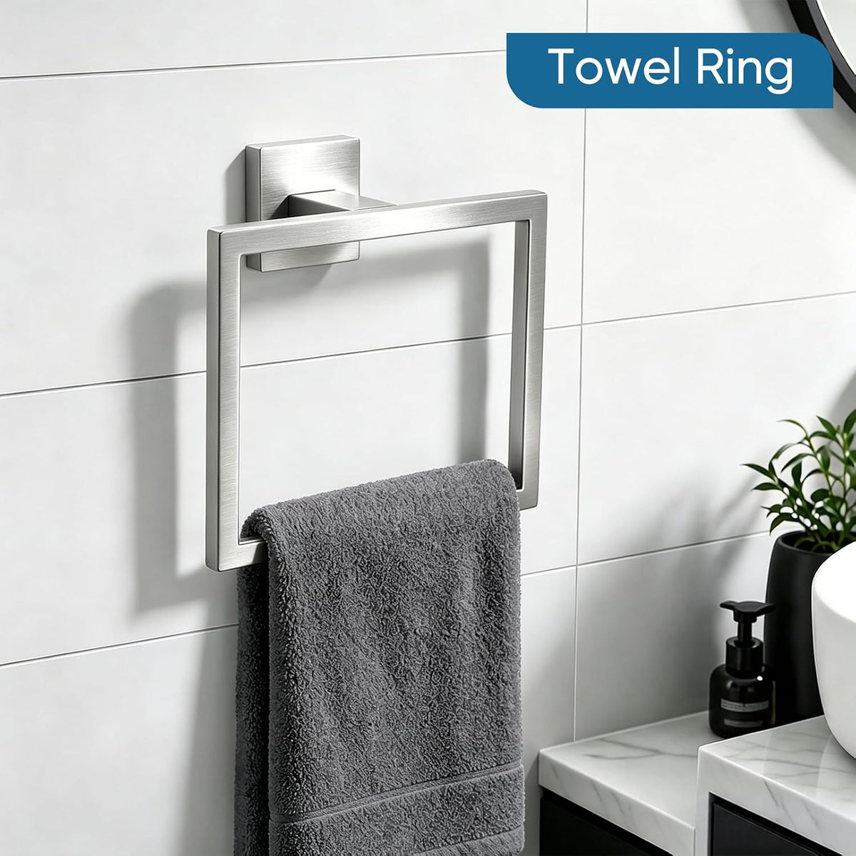 VELIMAX Brushed Nickel Towel Bar, SUS304 Stainless Steel Bathroom Hardware Set, Towel Racks for Bathroom Wall Mounted, 24-Inches