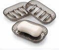 Smoky Gray Clear Soap Dish 3 Pack, Self Draining Bar Soap Holder with Raised Ridges, Modern Transparent Soap Tray for Bathroom Shower, Kitchen Sink, Bathtub, Quick Dry Soap Saver for Shower
