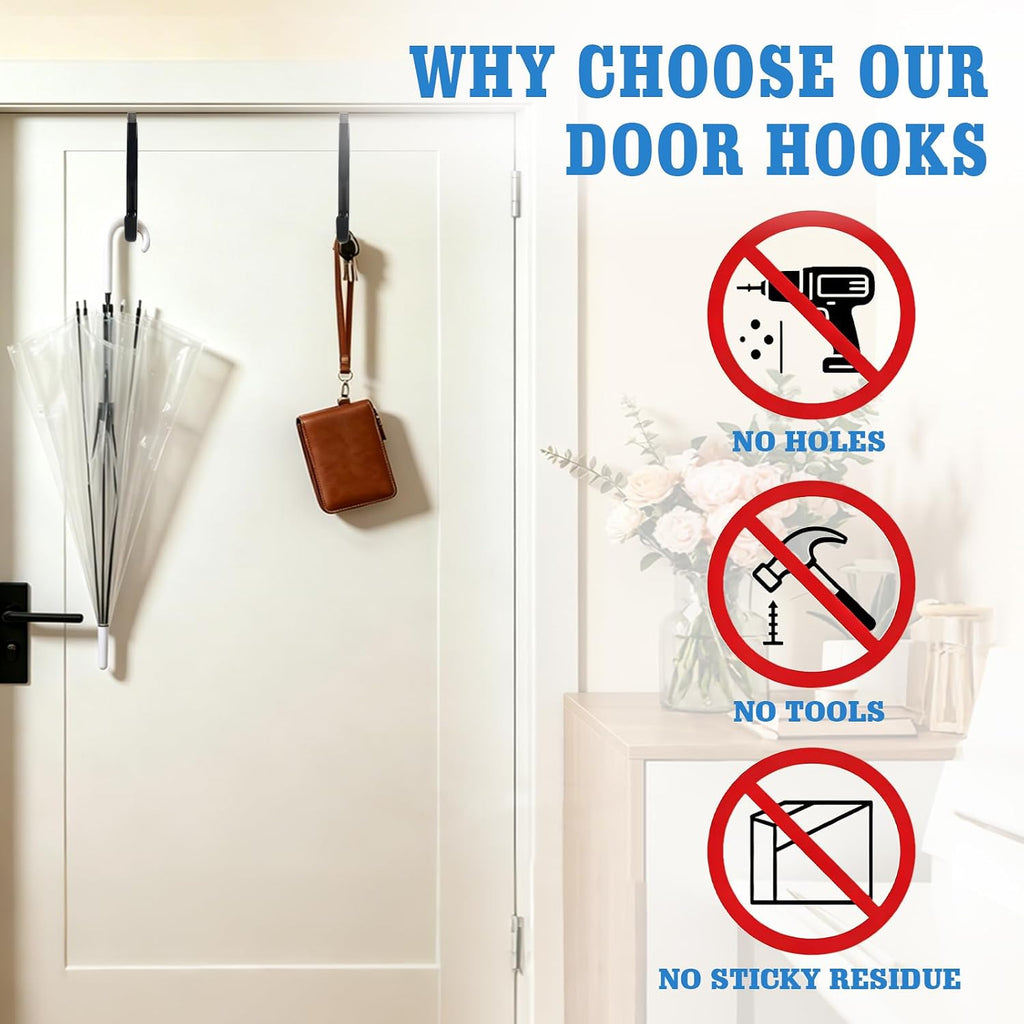 Over Door Hooks 3PCS, Heavy Duty 25LB, Fits 1.57" Thick Doors