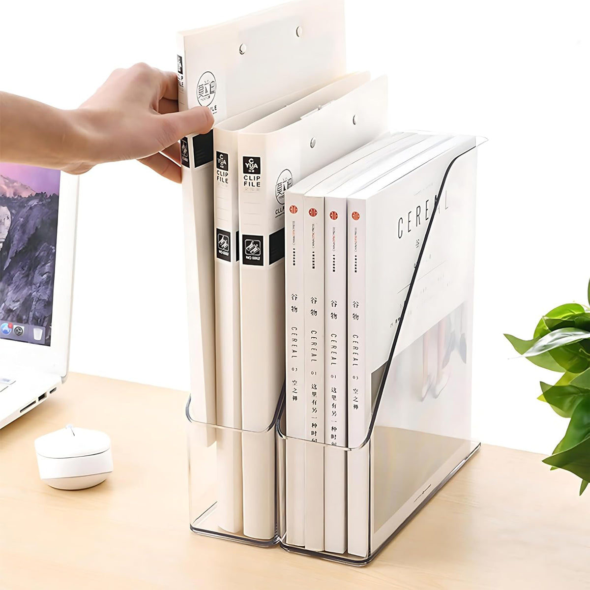 2-Pack Clear Acrylic Vertical Magazine File Holders – Desktop Organizer for Books, Documents, Binders, Envelopes