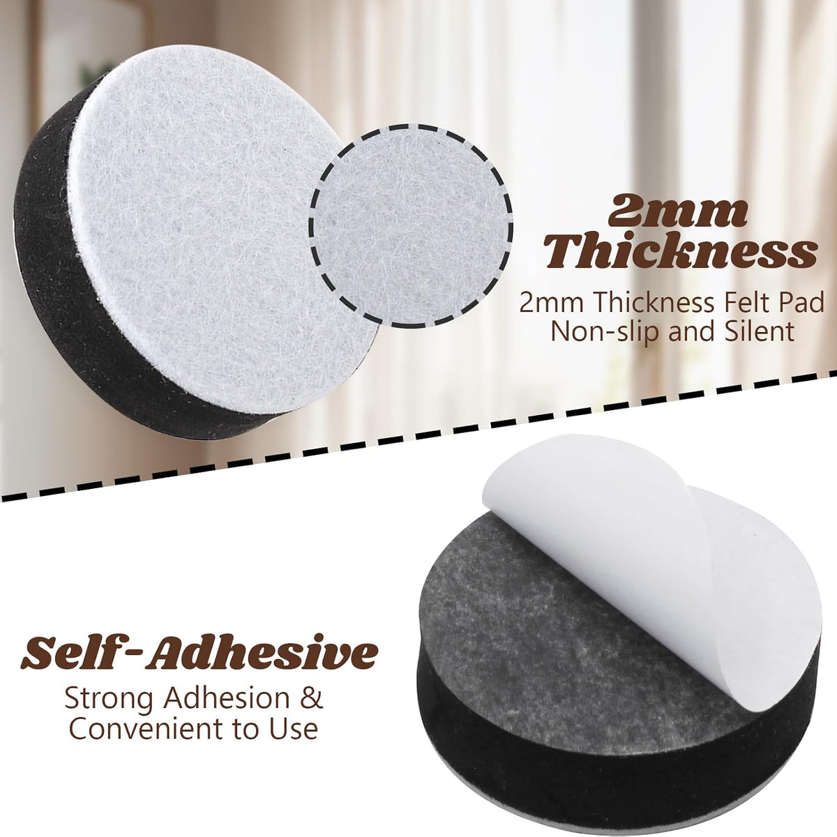 Self-Adhesive Furniture Risers 12Pcs, Round Adds 1/2" Height Black