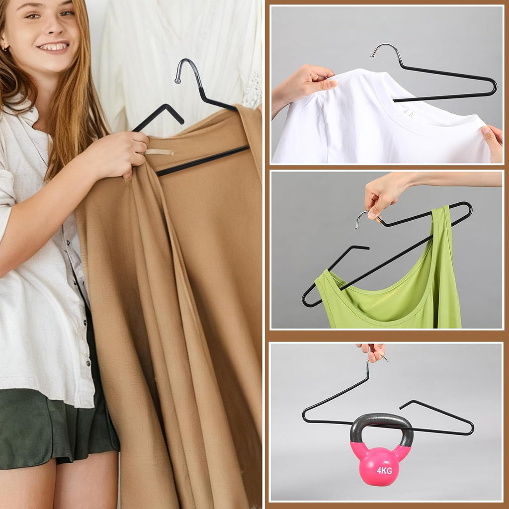 Leumoi 20 Pack Short Neck Hangers Non-Slip Metal Hangers for Clothes, Black