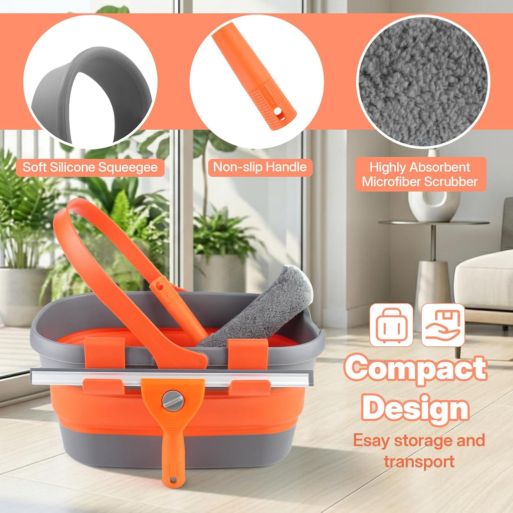 Professional Window Cleaning Kit with Collapsible Bucket for Home, Outdoor