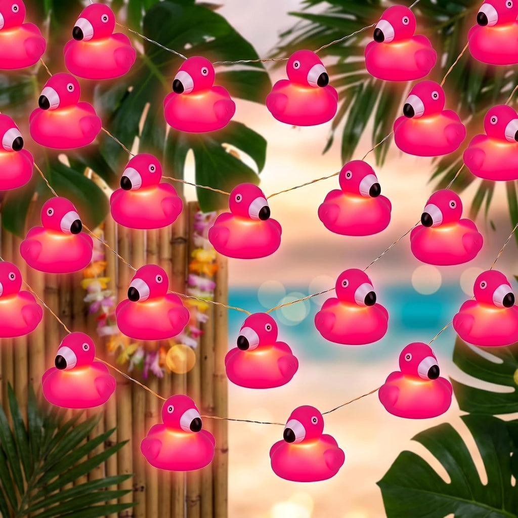 Deekin 3 Pcs Pink Flamingo String Lights Battery Operated Tropical Decor