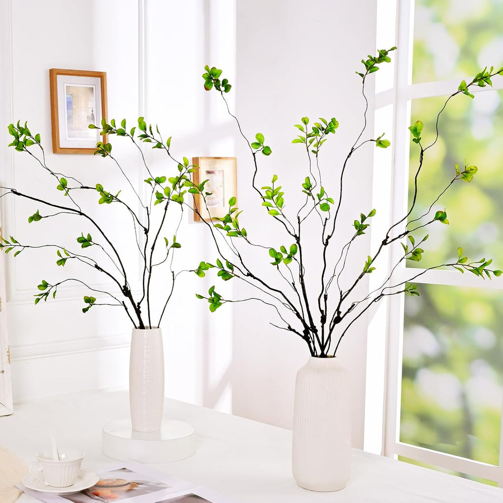 Waipfaru 8PCS Artificial Ficus Branches for Vase, Faux Greenery Stems for Vase Filler, 47in Realistic Flexible Eucalyptus Stems Fake Artificial Twig Plants Indoor Home Tables Centerpieces Office Decor