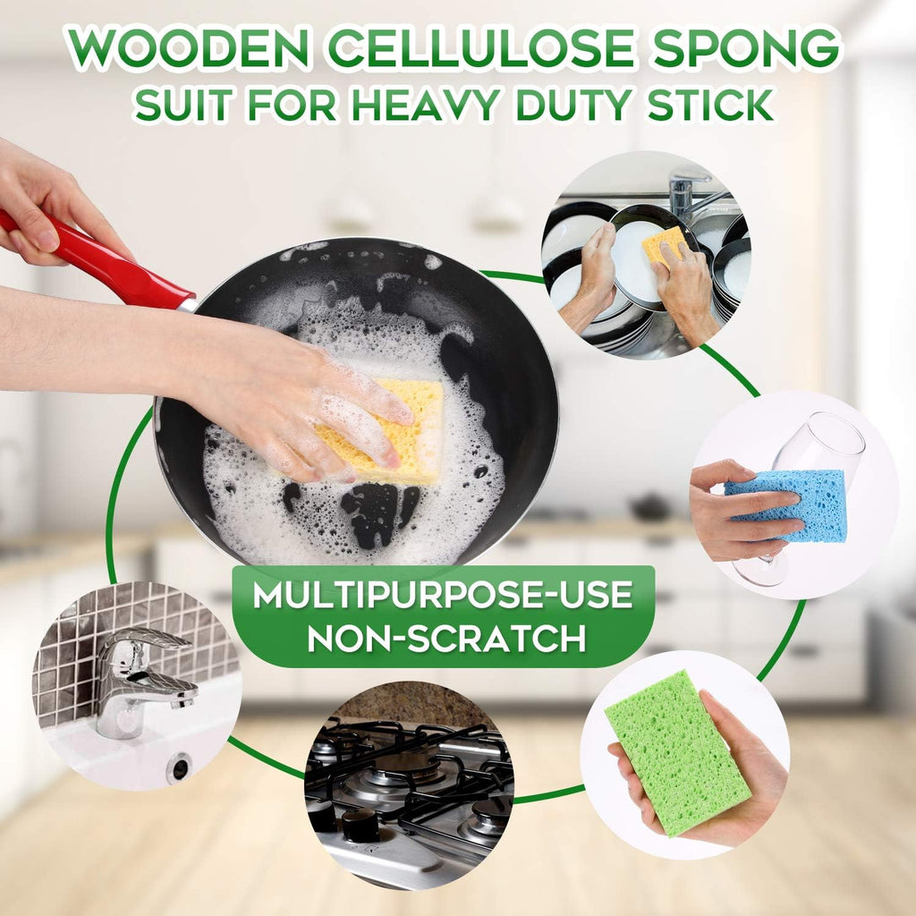 PANYEE Cleaning Scrub Colored Sponge,Non-Scratch Kitchen Cellulose Dishwashing Sponge,16Pack Biodegradable Natural Sponge