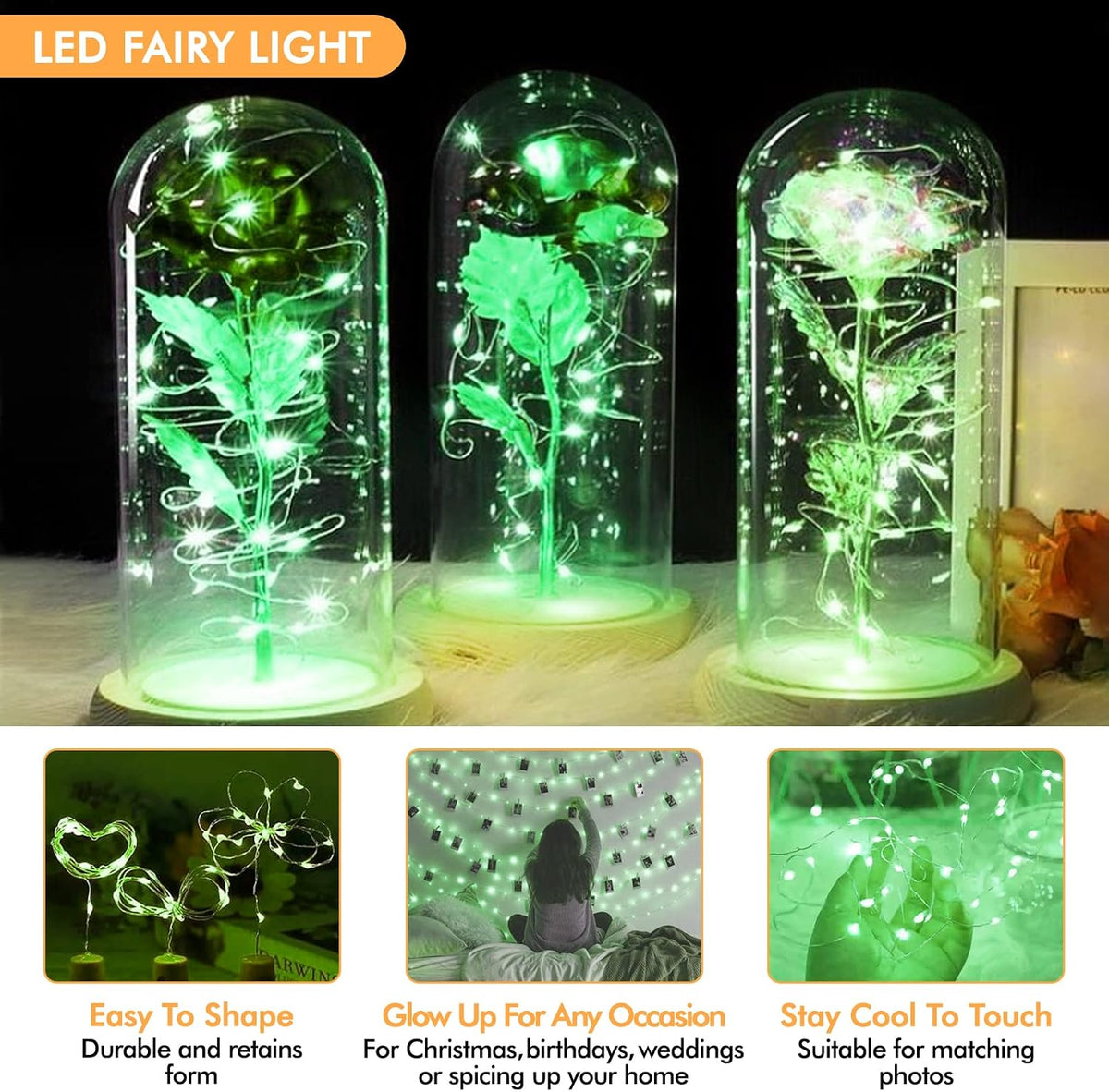 Bexdir 12 Pack Green Fairy Lights, 7FT 20LED Battery Operated String Lights