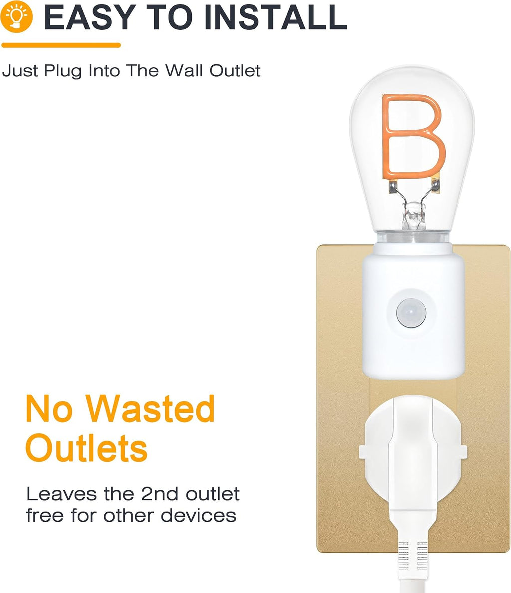 LED Night Lights Plug into Wall, Dimmable Night Light with Motion Sensors, Adjustable Brightness B-Type Nightlights, Warm 2200K, 1-Pack