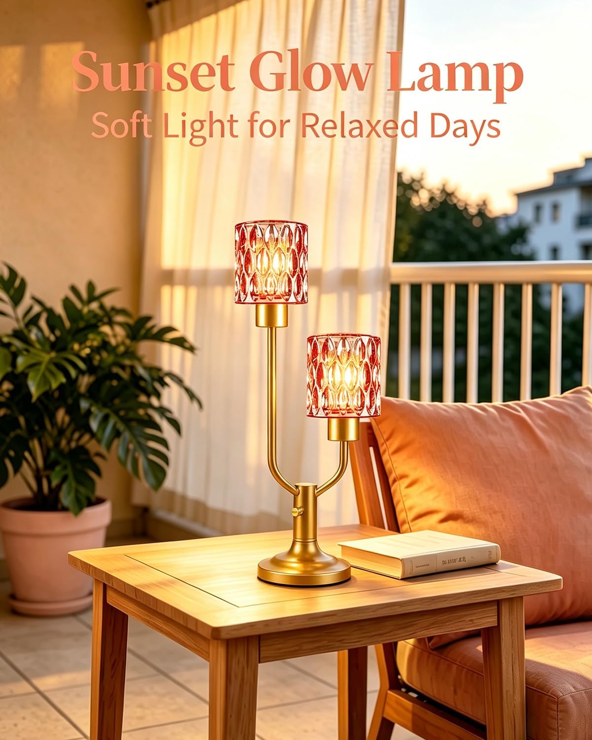 Lightdot Mid Century Modern Table LampVintage Lamp Red Glass Gift Dimmable