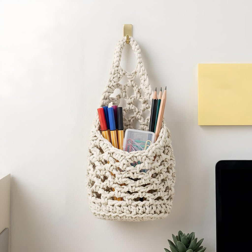 2 Pack 4-inch Macrame Wall Plant Hanger Hanging Planters, Beige