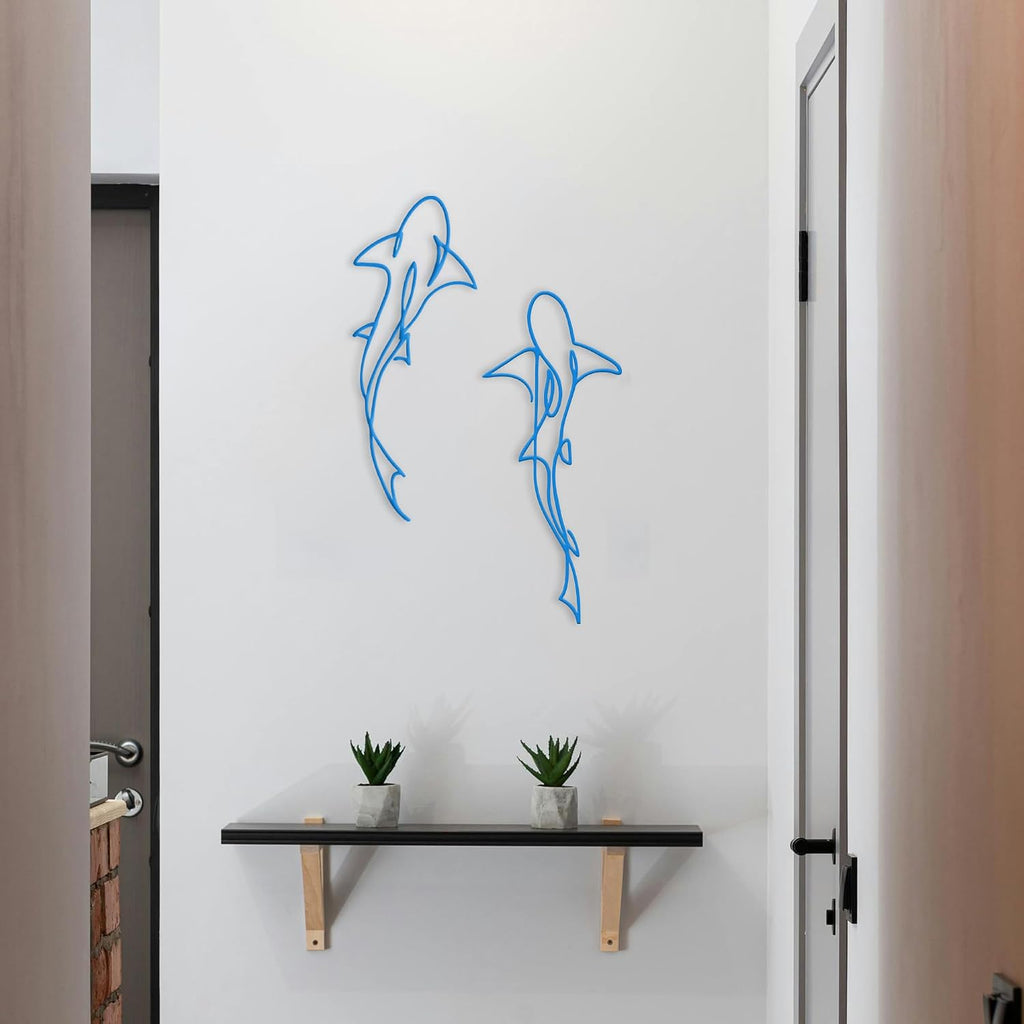 Xedatric Metal Fish Wall Art Shark Decor for Home