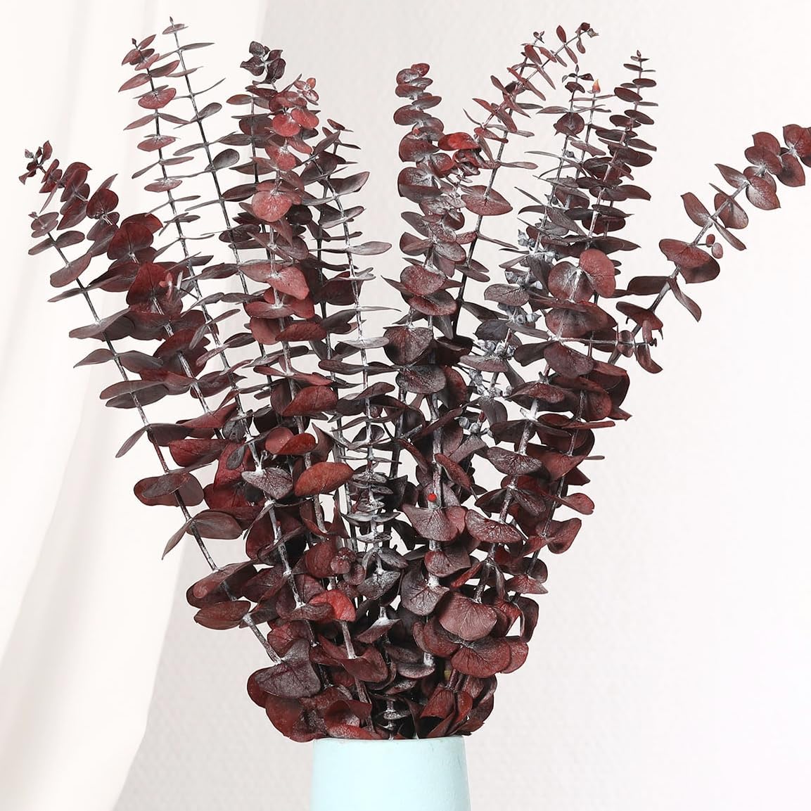 20 Pcs Dried Eucalyptus Stems, 17'' Real Red Leaves for Fall Decoration
