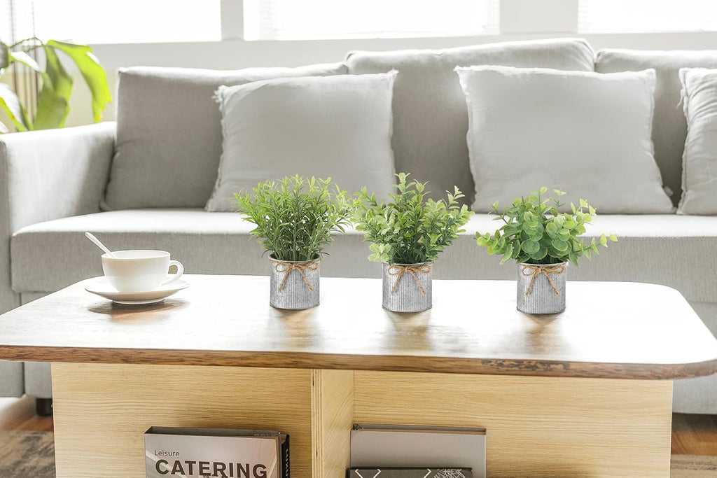 Mkono Small Fake Plants, 3 Pack Mini Faux Plants for Farmhouse Home Decor