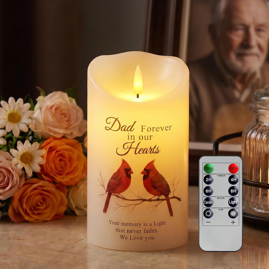 Homemory Cardinal Memorial Candle Sympathy Gifts for Loss of Loved One, Dad
