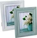 Shabby Chic 3.5x5 Inches Wooden Picture Frame Pack of 2 Aqua & White