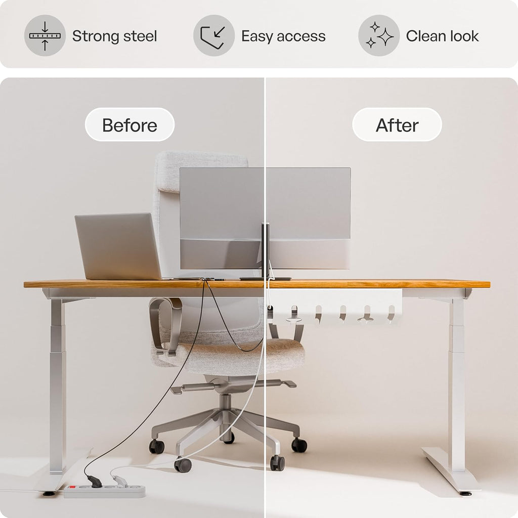 PAMO Cable Management Under Desk, Set of 3 - White