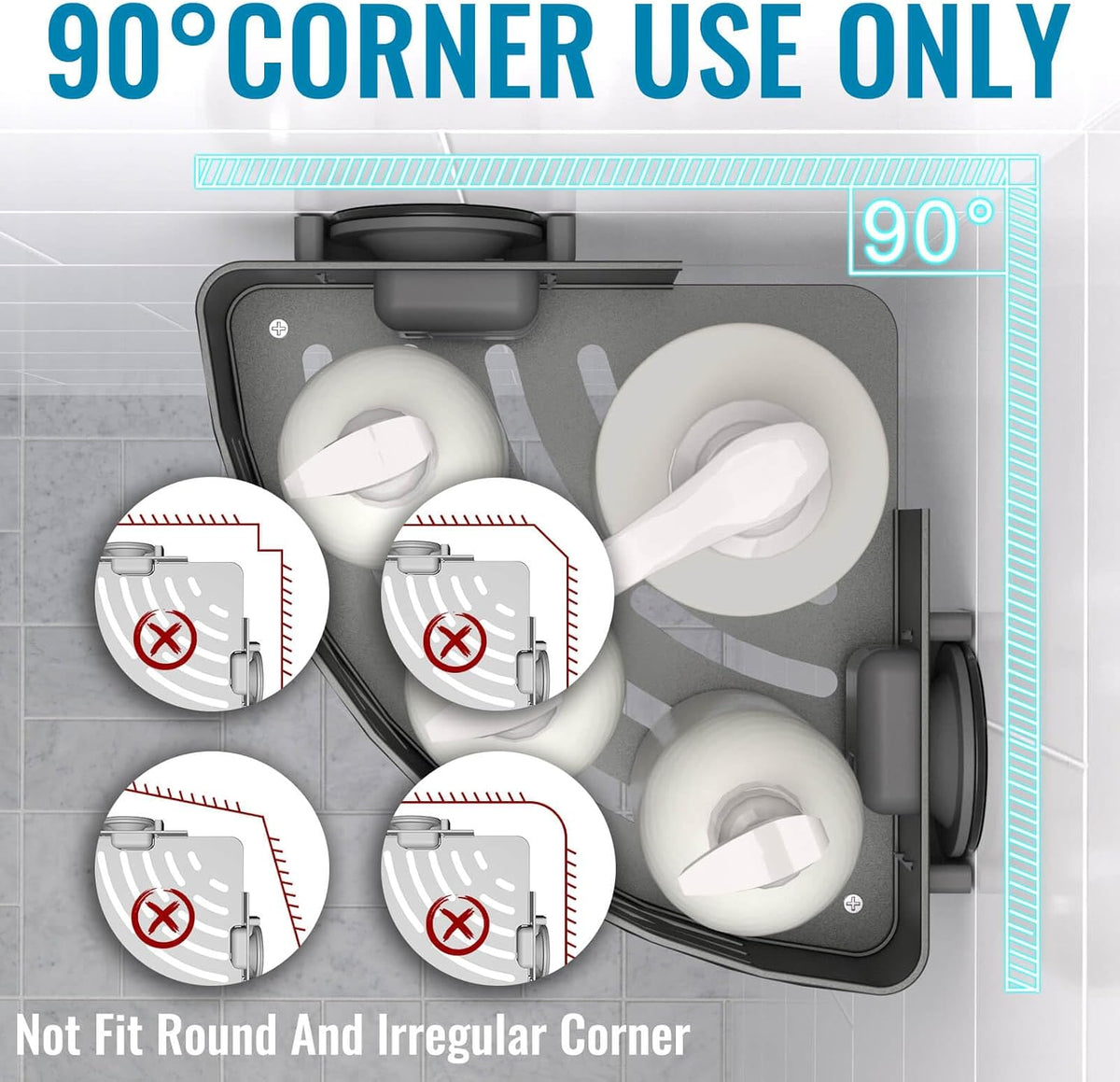 Onemake Corner Shower Caddy with Suction Cups, 2-Pack Shelves for Bathroom